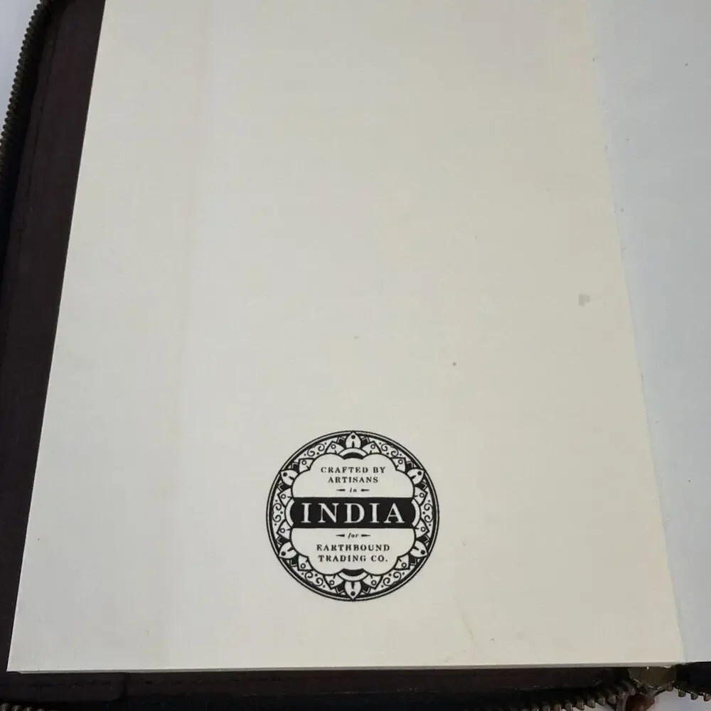 Brand New Earthbound Trading Zip Up Leather Journal With Front Pocket Refillable